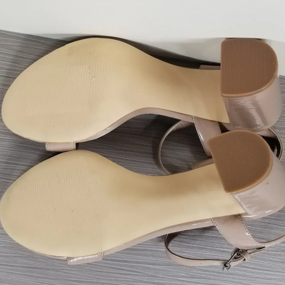 Abound Steph Block Heel Sandal, Nude Patent Faux Leather, Womens Size 8.5 M - Picture 11 of 13